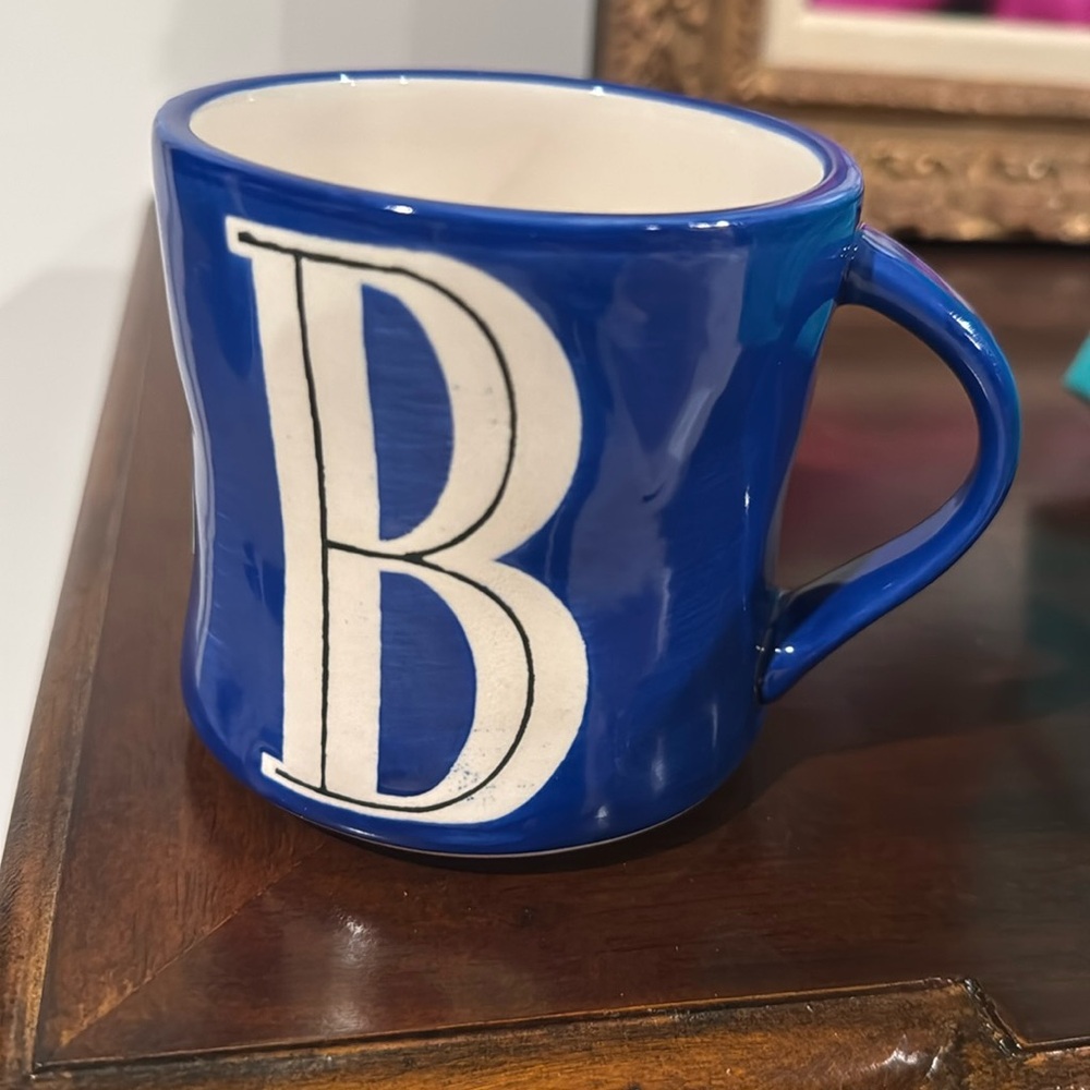 Anthropologie Hand Painted Monogram Letter B Coffee Mug